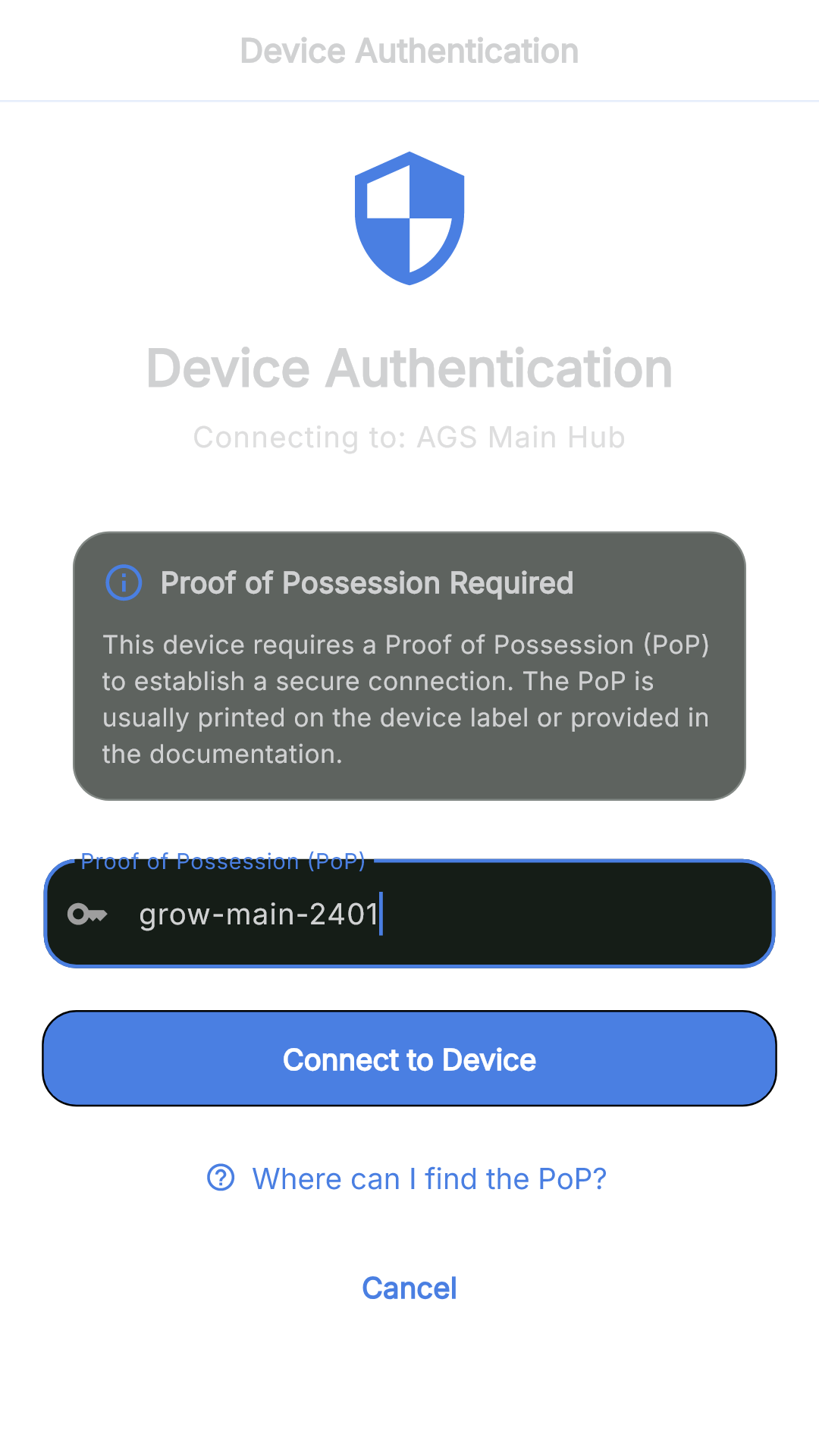 AGS proof of possession pairing